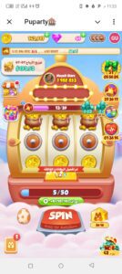 عند الضغط على spin يتم استهلاك اللفات والحصول على جوائز